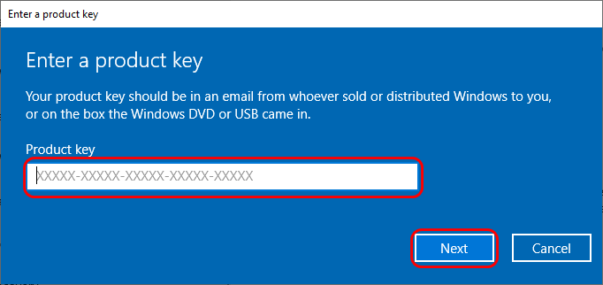 Enter the 25-digit upgrade key